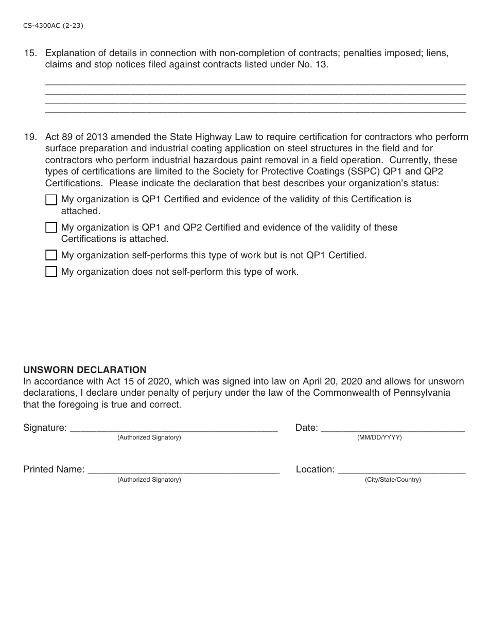 Form Cs-4300ac Download Fillable Pdf Or Fill Online Additional Codes 