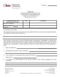 Document preview: Form 4 (COM4653) Application for Approval of Corporate Reorganization - Ohio