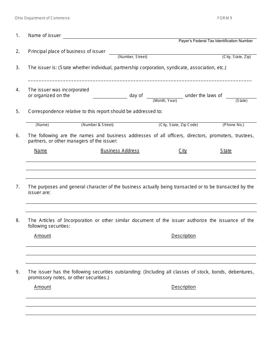 Form 9 (COM4598) Application to Register by Qualification Securities - Ohio, Page 2