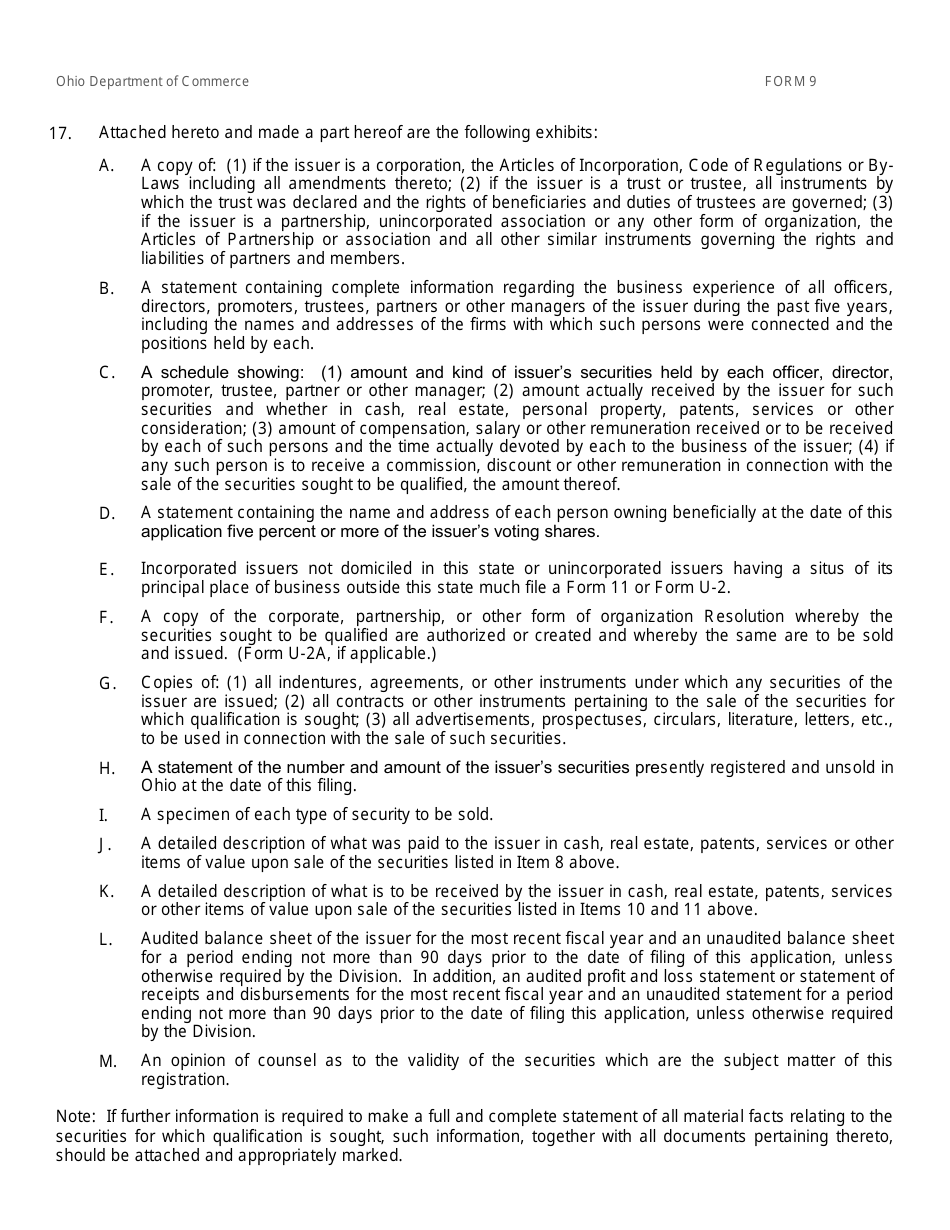 Form 9 (COM4598) Application to Register by Qualification Securities - Ohio, Page 4