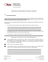 Form COM4542 Explanatory Statement/Non-prejudice Statement - Ohio