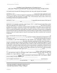Form 11 (COM4557) Irrevocable Consent to Service of Process by Non-resident Applicant for Registration of Securities Under Chapter 1707 - Ohio, Page 2