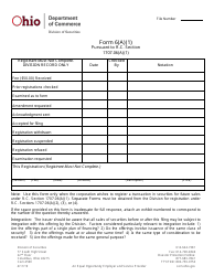 Document preview: Form 6(A)(1) (COM4590) Register a Transaction in Securities for Future Sales First Form - Ohio