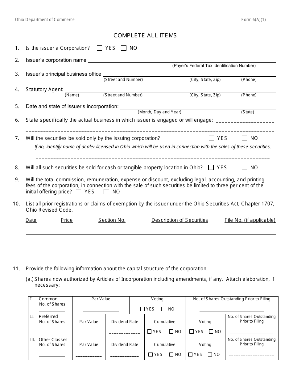 Form 6(A)(1) (COM4590) Register a Transaction in Securities for Future Sales First Form - Ohio, Page 2