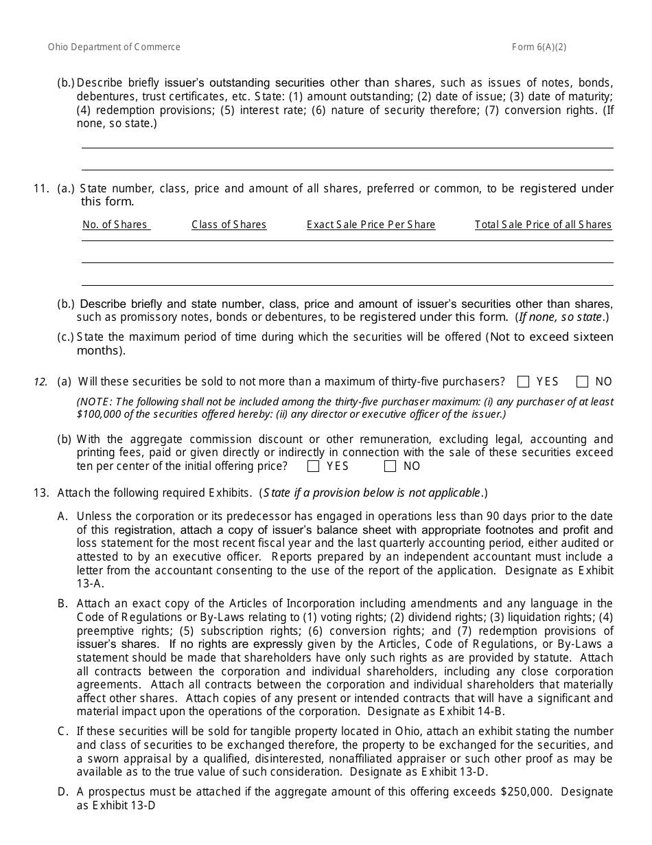 Form 6(A)(2) (COM4591) Register a Transaction in Securities for Future Sales Second Form - Ohio, Page 3