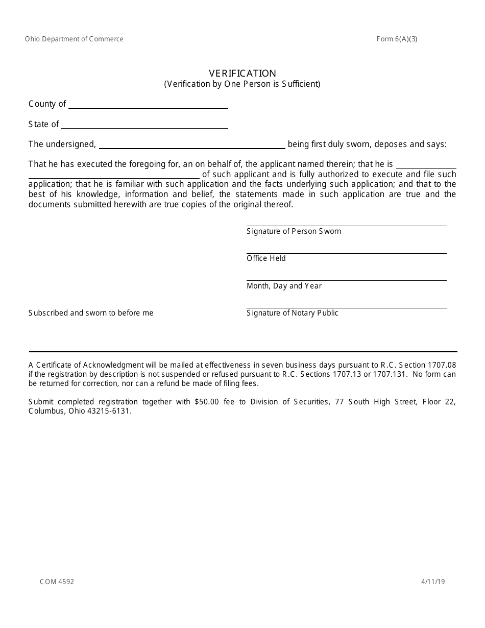 Form 6(A)(3) (COM4592) Registration for the Sale of Securities Representing an Interest in a General Partnership, Limited Partnership, Partnership Association, Limited Liability Company, Syndicate, Pool, Trust, Trust Fund or Other Unincorporated Association - Ohio, Page 4