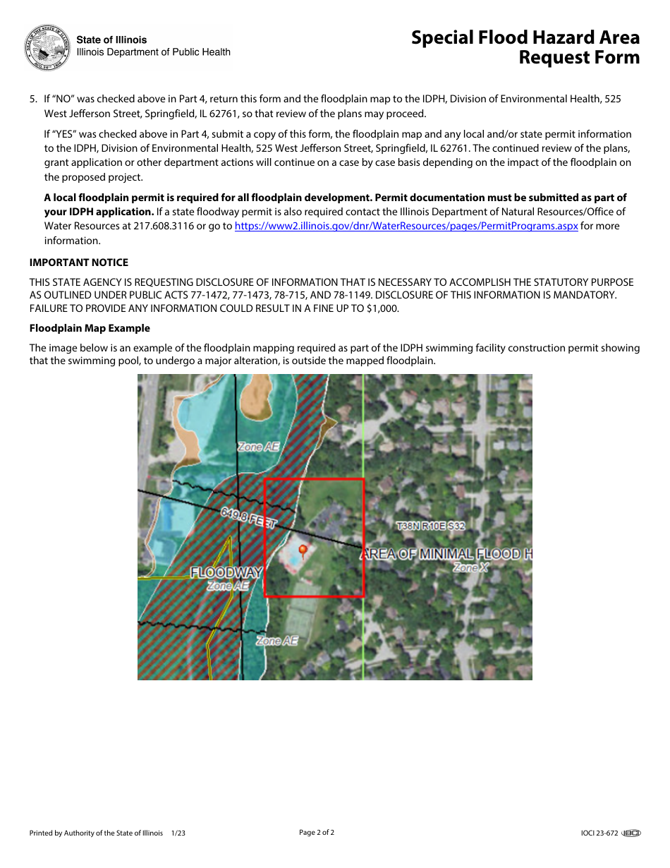 Special Flood Hazard Area Request Form - Illinois, Page 2