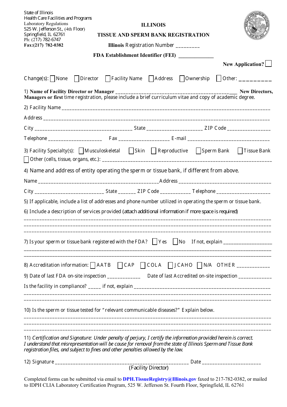 Illinois Tissue and Sperm Bank Registration - Fill Out, Sign Online and ...