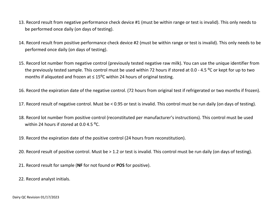 Instructions for Drug Residue Screening Log - Illinois, Page 3