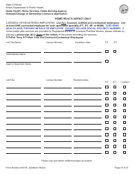 Form 445104 Home Health, Home Services, Home Nursing Agency Renewal/Change of Ownership Licensure Application - Illinois, Page 12