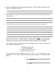 Securities Complaint Form - Ohio, Page 6