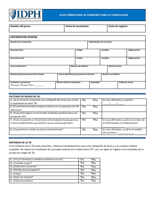 Plan Correcional De Examenes Para La Tuberculosis - Illinois (Spanish) Download Pdf