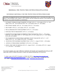 Document preview: Form COM5020 Application for Individual Fire Protection Certification - Ohio
