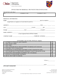 Form COM5020 Application for Individual Fire Protection Certification - Ohio, Page 3