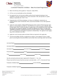 Document preview: Form COM5024 Licensed Fireworks Exhibitor - New Assistant Registration - Ohio