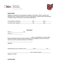 Document preview: Fireworks Wholesaler/Fireworks Manufacturer Certification Page - Ohio