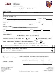 Form COM5022 Application for Exhibitor License - Ohio, Page 2
