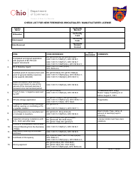 Document preview: Check List for New Fireworks Wholesaler/Manufacturer License - Ohio