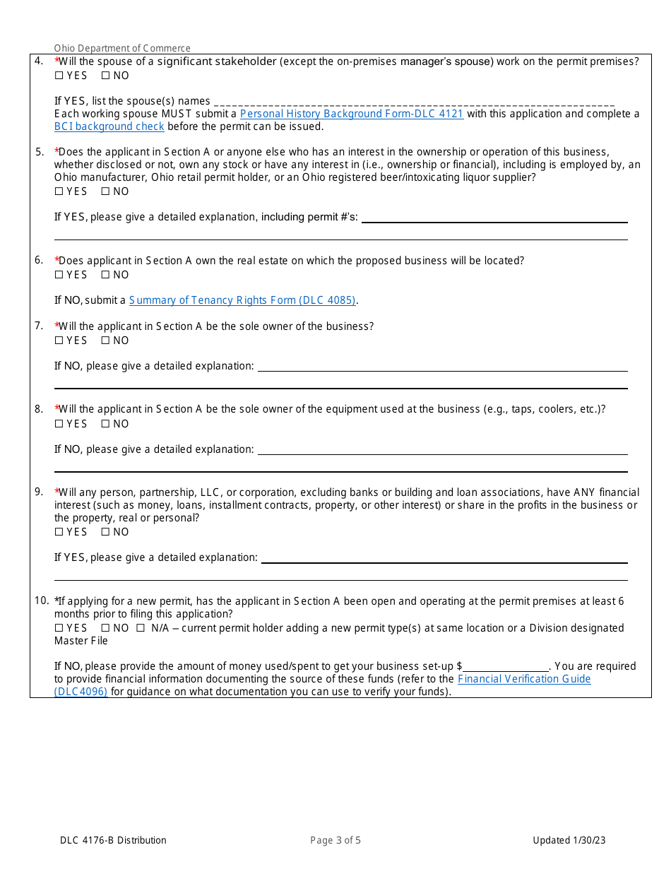 Form DLC4176-B - Fill Out, Sign Online And Download Fillable PDF, Ohio ...