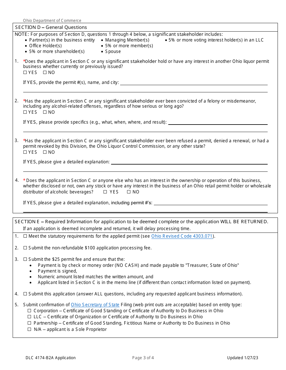 Form DLC4174-B2A Application for Sale of Wine to a Licensed Ohio Retail Permit Holder (B-2a Permit) - Ohio, Page 3