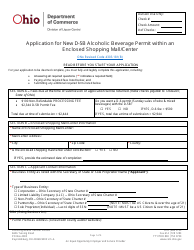 Form DLC4137_D-5B (LIQ-18-0020) Application for New D-5b Alcoholic Beverage Permit Within an Enclosed Shopping Mall/Center - Ohio