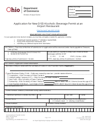 Document preview: Form DLC4113_D-5D (LIQ-18-0020) Application for New D-5d Alcoholic Beverage Permit at an Airport Restaurant - Ohio