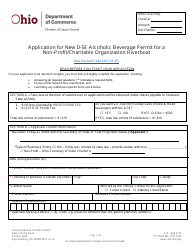 Document preview: Form DLC4113_D-5E (LIQ-18-0020) Application for New D-5e Alcoholic Beverage Permit for a Non-profit/Charitable Organization Riverboat - Ohio