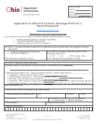 Form DLC4113_D-5F (LIQ-18-0020) Application for New D-5f Alcoholic Beverage Permit for a Marina Restaurant - Ohio