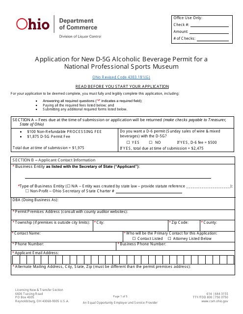 Form DLC4113_D-5G (LIQ-18-0020)  Printable Pdf