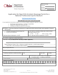 Form DLC4113_D-5G (LIQ-18-0020) Application for New D-5g Alcoholic Beverage Permit for a National Professional Sports Museum - Ohio