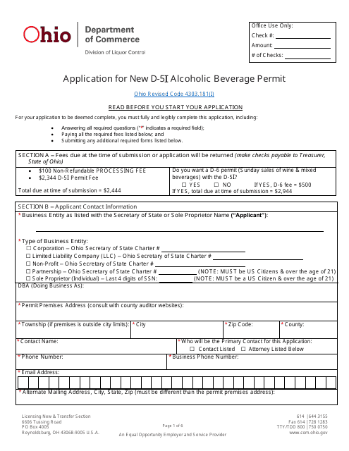 Form DLC4113_D-5I (LIQ-18-0020)  Printable Pdf