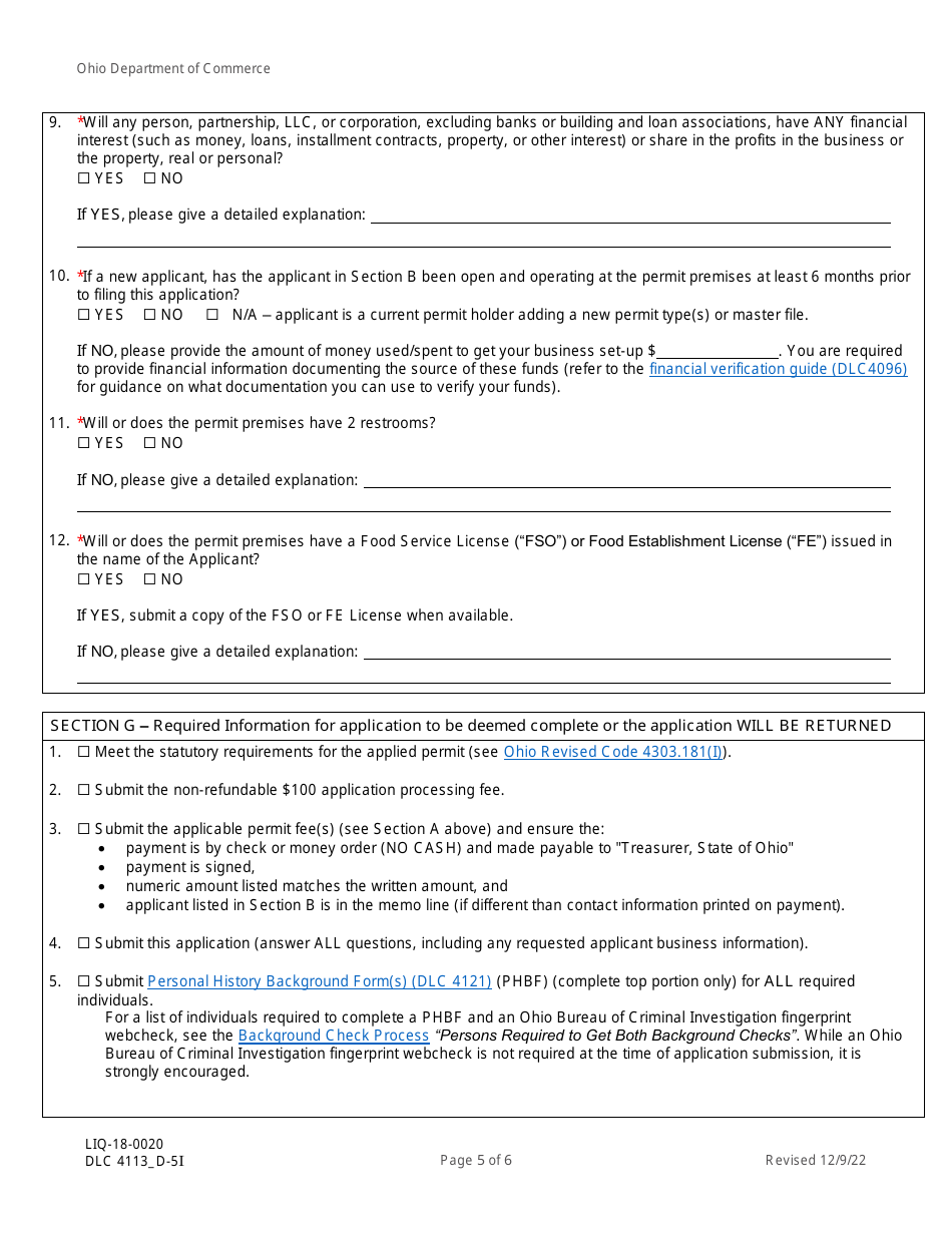 Form DLC4113_D-5I (LIQ-18-0020) Application for New D-5 I Alcoholic Beverage Permit - Ohio, Page 5