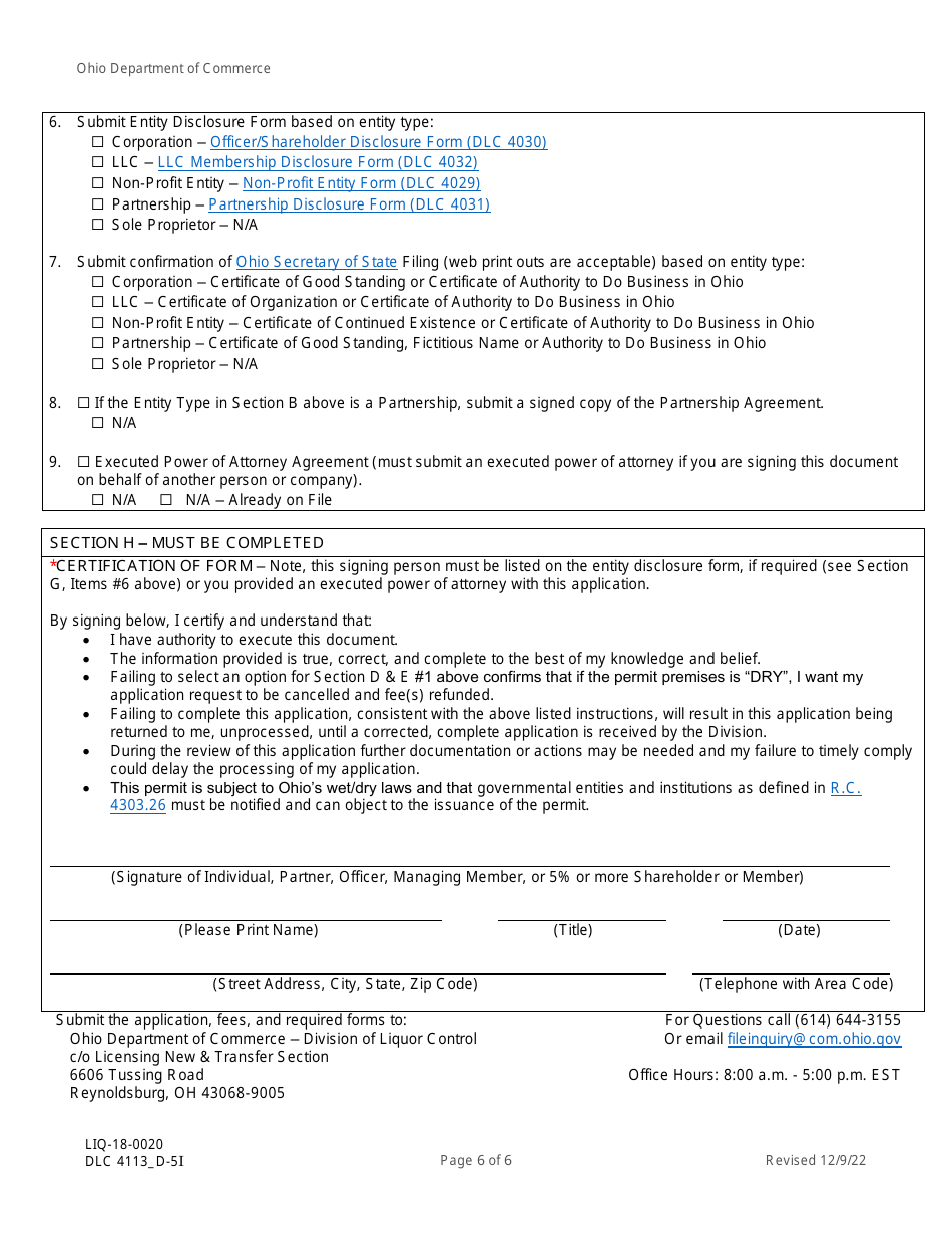 Form DLC4113_D-5I (LIQ-18-0020) Application for New D-5 I Alcoholic Beverage Permit - Ohio, Page 6