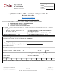 Document preview: Form DLC4113_D-5K (LIQ-18-0020) Application for New D-5k Alcoholic Beverage Permit at a Botanical Garden - Ohio