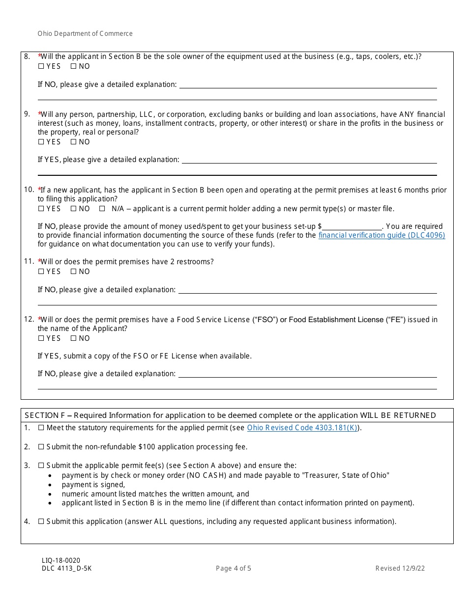 Form DLC4113_D-5K (LIQ-18-0020) - Fill Out, Sign Online And Download ...