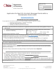 Document preview: Form DLC4113_D-5L (LIQ-18-0020) Application for New D-5l Alcoholic Beverage Permit Within a Revitalization District (Rd) - Ohio