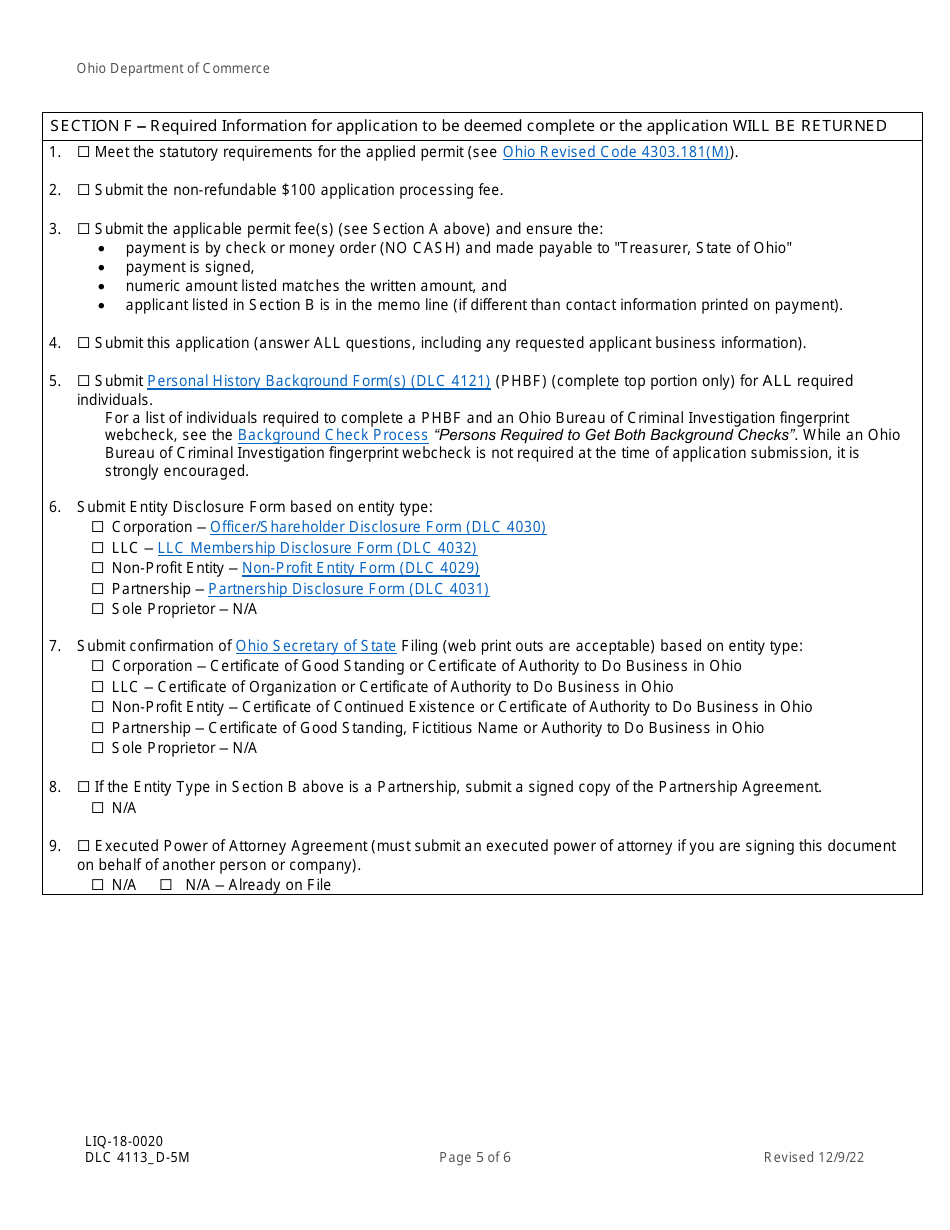 Form DLC4113_D-5M (LIQ-18-0020) - Fill Out, Sign Online and Download
