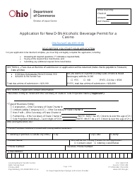 Form DLC4113_D-5N (LIQ-18-0020) Application for New D-5n Alcoholic Beverage Permit for a Casino - Ohio