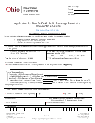 Form DLC4113_D-5O (LIQ-18-0020) Application for New D-5o Alcoholic Beverage Permit at a Restaurant in a Casino - Ohio