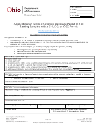 Document preview: Form DLC4113_D-8 (LIQ-18-0020) Application for New D-8 Alcoholic Beverage Permit to Sell Tasting Samples With a C-1, C-2, or C-2x Permit - Ohio