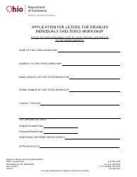Document preview: Form DIC-19-0013 Application for License for Disabled Individuals Sheltered Workshop - Ohio