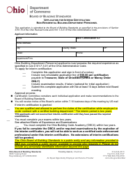 Form 102 Application for Interim Certification Non-residential Building Department Personnel - Ohio