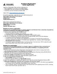 Document preview: Form AR-636-002 Architect Registration Initial Application - Washington