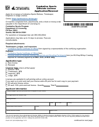 Form PA-611-017 Combative Sports Officials License Application/Renewal - Washington