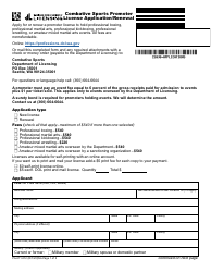 Form PA-611-012 Combative Sports Promoter License Application/Renewal - Washington