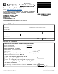 Document preview: Form CEM-650-016 Cemetery Certificate of Authority Renewal Application - Washington