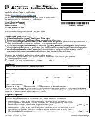 Document preview: Form CR-688-001 Court Reporter Certification Application - Washington