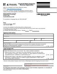Document preview: Form HI-625-004 Licensed Home Inspector Renewal Application - Washington