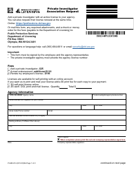 Form PI-689-014 Private Investigator Association Request - Washington