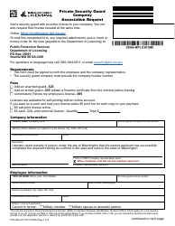 Document preview: Form PSG-690-012 Private Security Guard Company Association Request - Washington